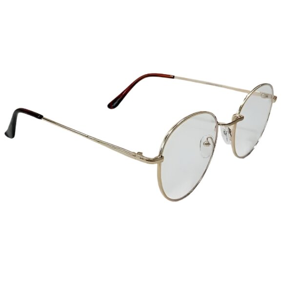 6086 | Gold Clear Lens Round Blue Light Blocking Glasses - Picture 3 of 5